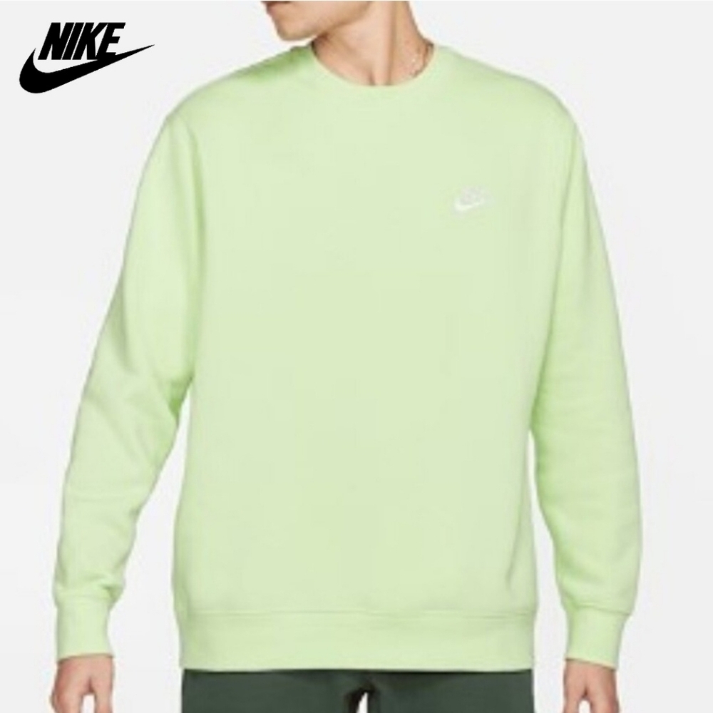 Nike Neon Green Sportswear Club Fleece Crew Sweatshirt Unisex